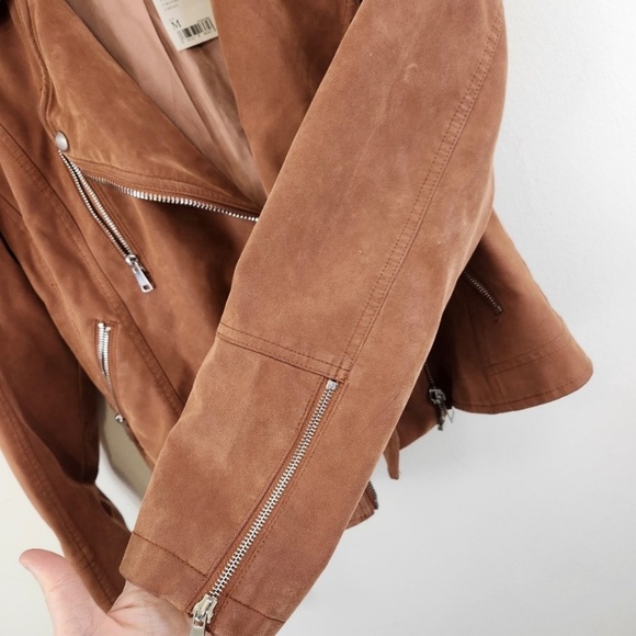 We The Free by Free People Harriett Tan Leather Jacket with Hood, Size M, NWT - Picture 5 of 7